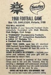 1968 Sun Valley-Twisties VFL Football Game #NNO John Goold Back